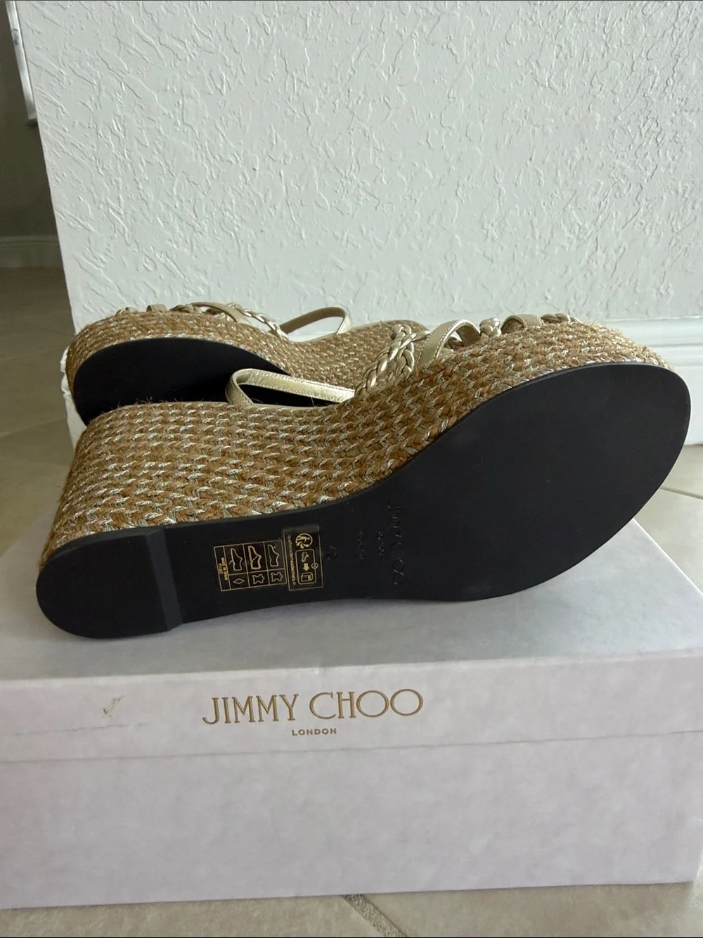 Jimmy Choo Metallic gold Dree wedges NIB and dust bag!!